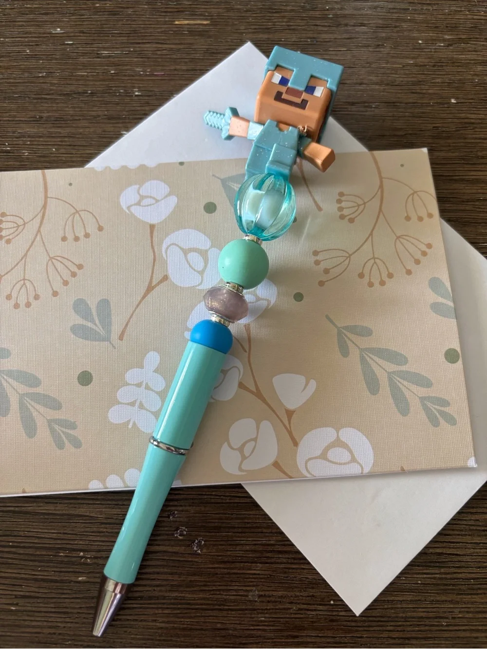 Minecraft Steve in Armor handmade beaded pen